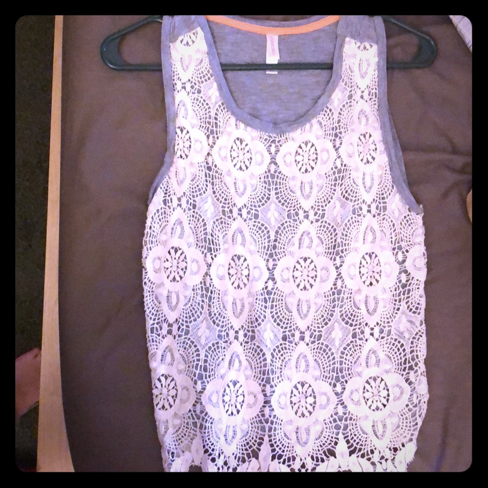 Grey Crochet Crop Top